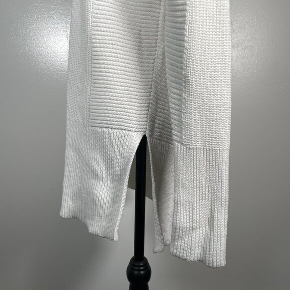 Rachel Zoe White V Neck Ribbed Knit Long Sleeve Pullover Tunic Sweater M - Picture 8 of 14